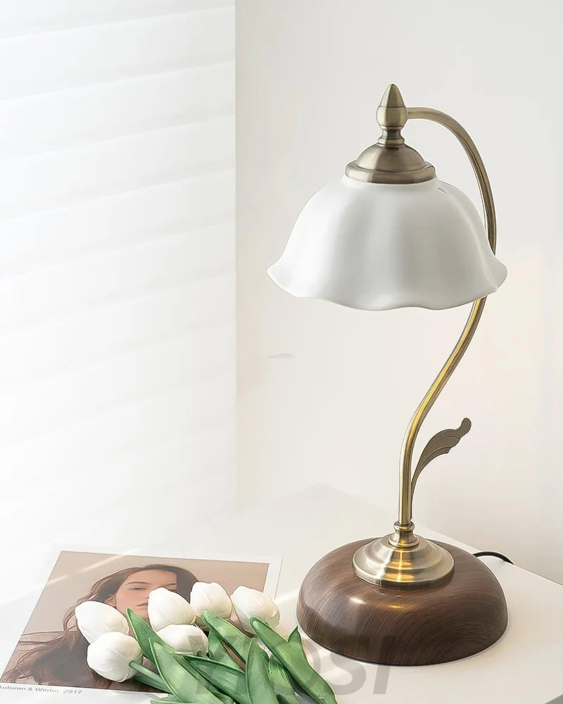 Vintage Laiton Table Lamp  ∅ 6.7″ - Flower Ceramic-1-Yiosilamp