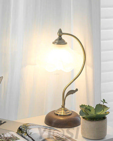 Vintage Laiton Table Lamp  ∅ 6.7″ - Flower Ceramic-1-Yiosilamp