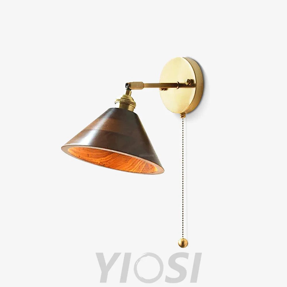 Vintage Wood Wall Sconce - Gold & Black Walnut Wood, Wood Colour-1-Yiosilamp