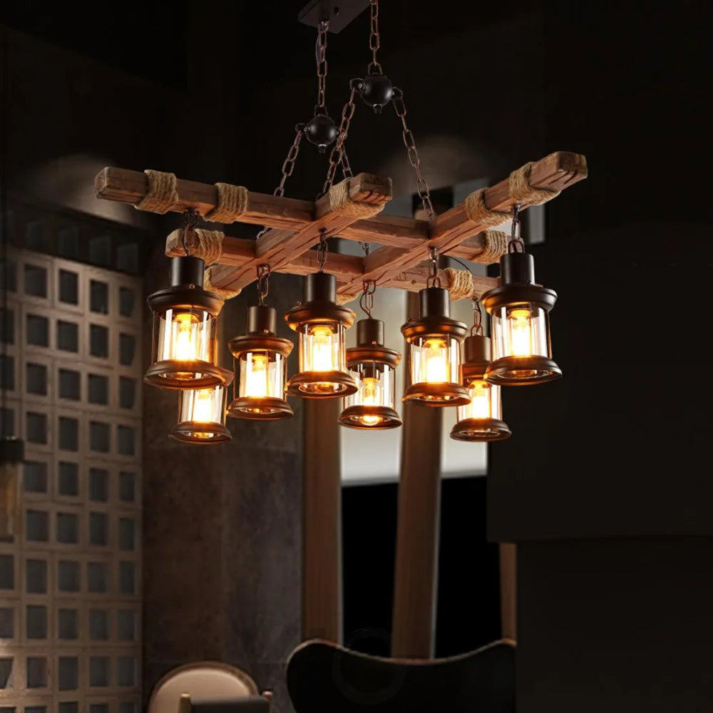 Vintage Wooden Glass Chandeliers - Yiosilamp