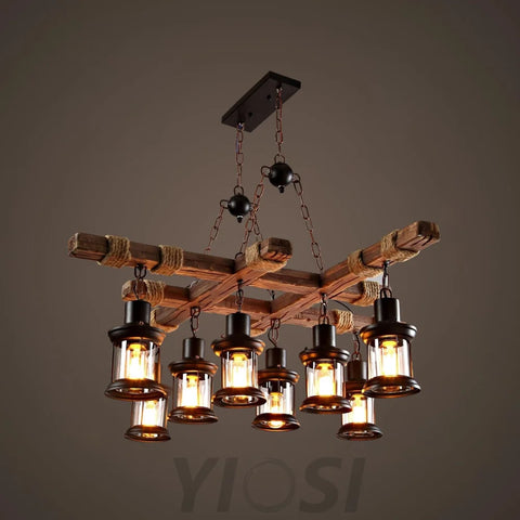 Vintage Wooden Glass Chandeliers - Yiosilamp