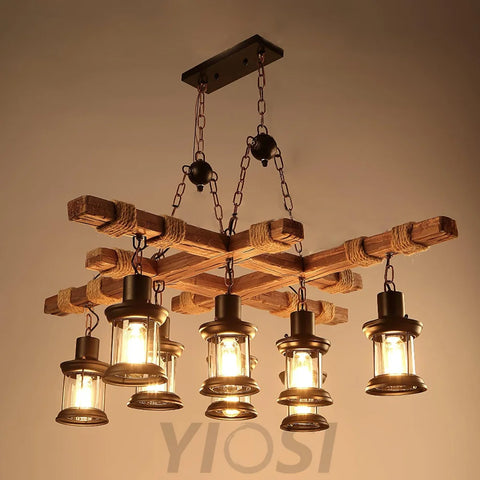 Vintage Wooden Glass Chandeliers - Yiosilamp