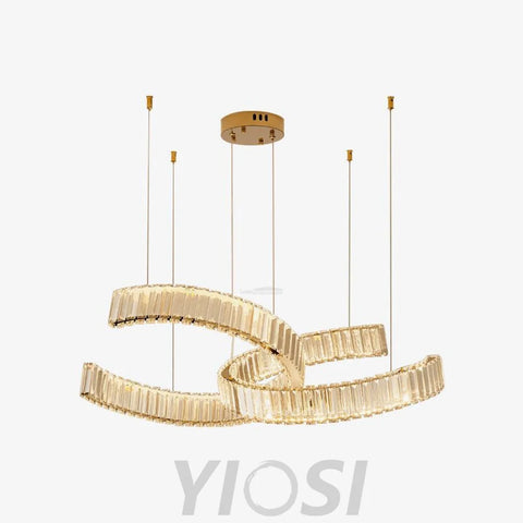 Vortex Double Circular Chandelier - Crystals, Straps-1-Yiosilamp