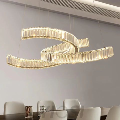 Vortex Double Circular Chandelier - Crystals, Straps-1-Yiosilamp