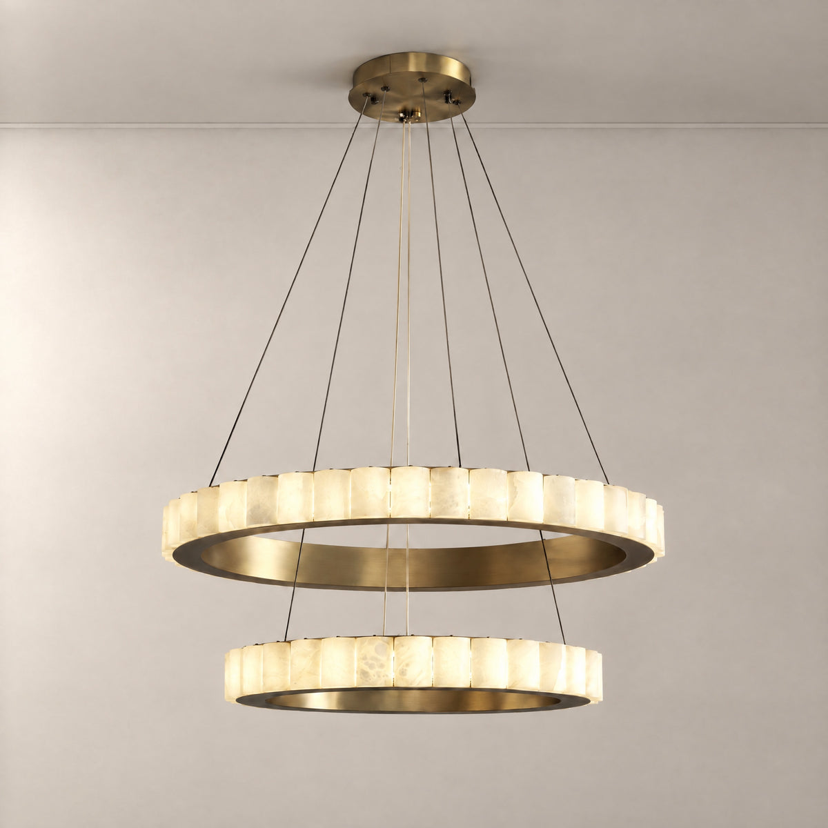 Votelle Alabaster Double Ring Chandelier