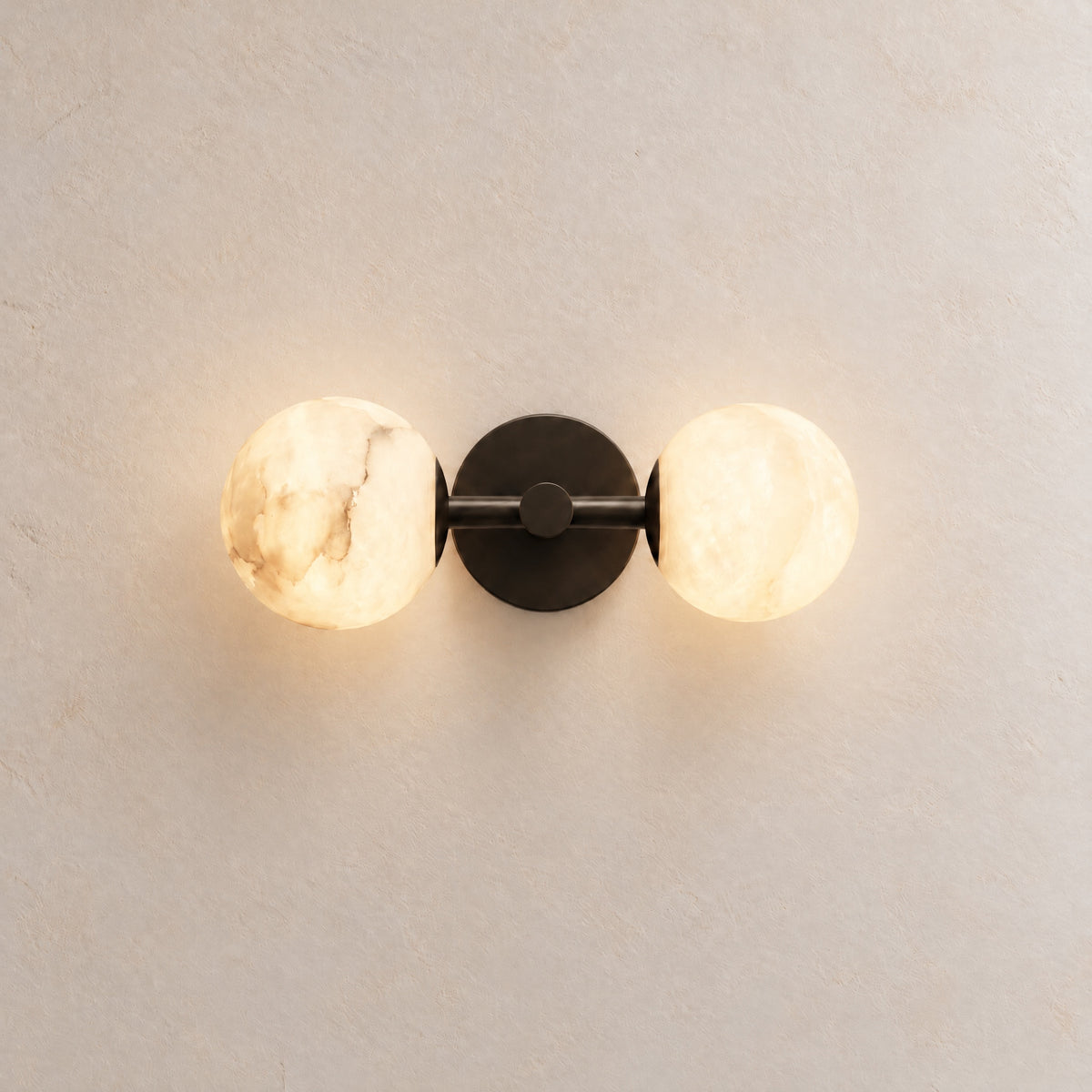 Duo Sphere Twin Globe Alabaster Wall Sconce
