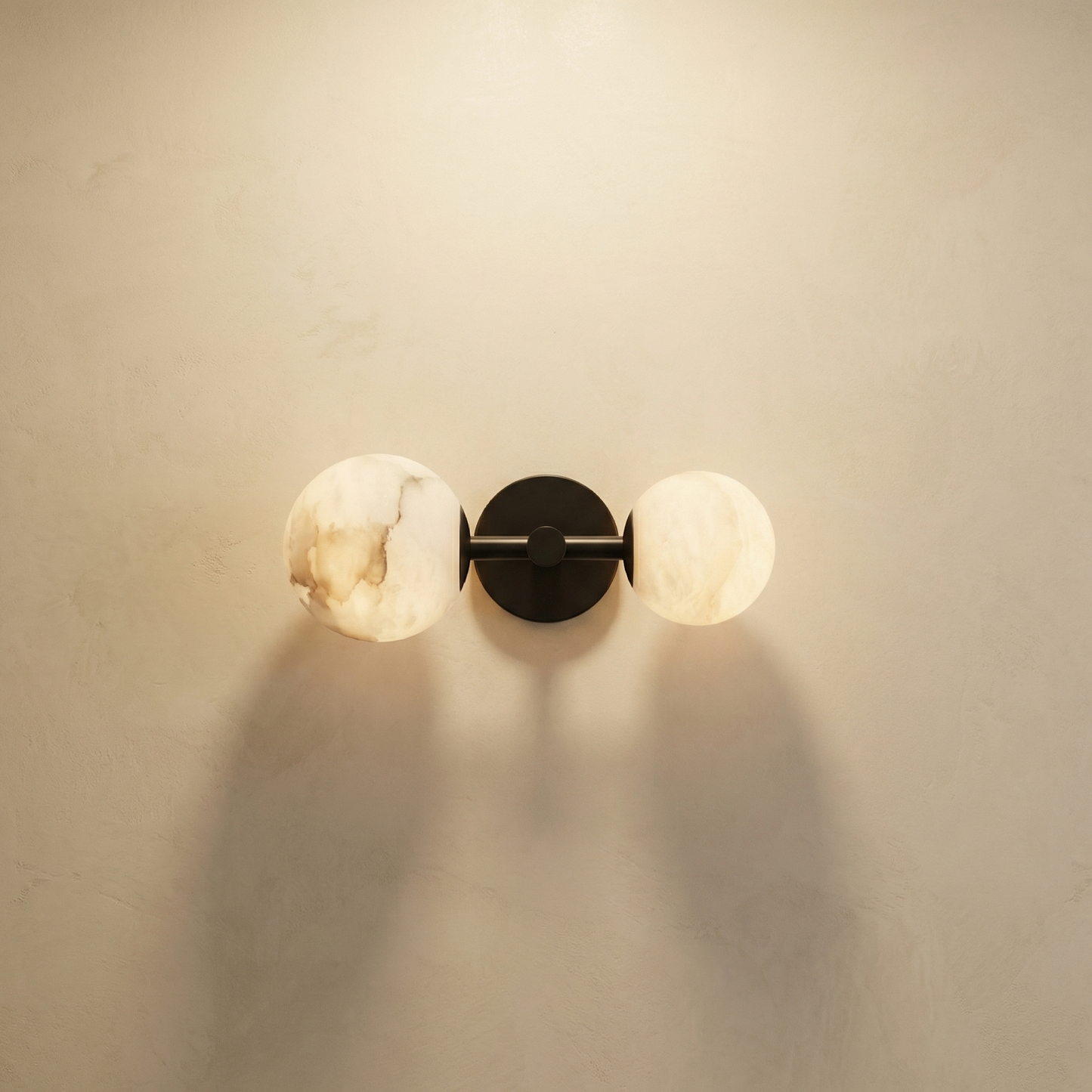 Yiosi Duo Sphere Twin Globe Alabaster Wall Sconce - Image 1