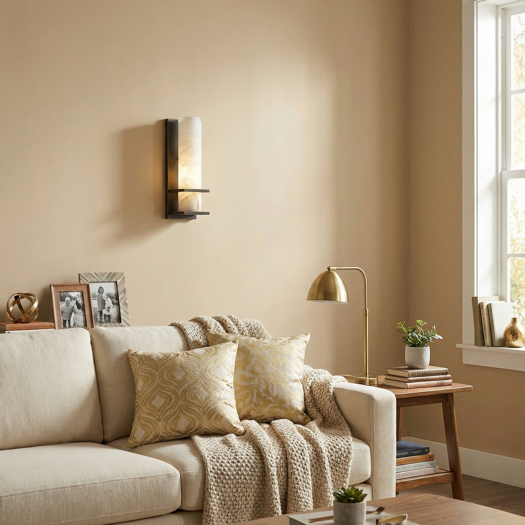 Yiosi Framed Slab Vertical Column Alabaster Wall Sconce - Image 5