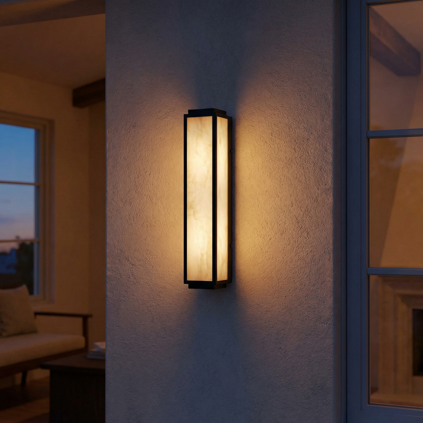 Yiosi Lantern Box Slim Column Alabaster Wall Sconce - Image 2