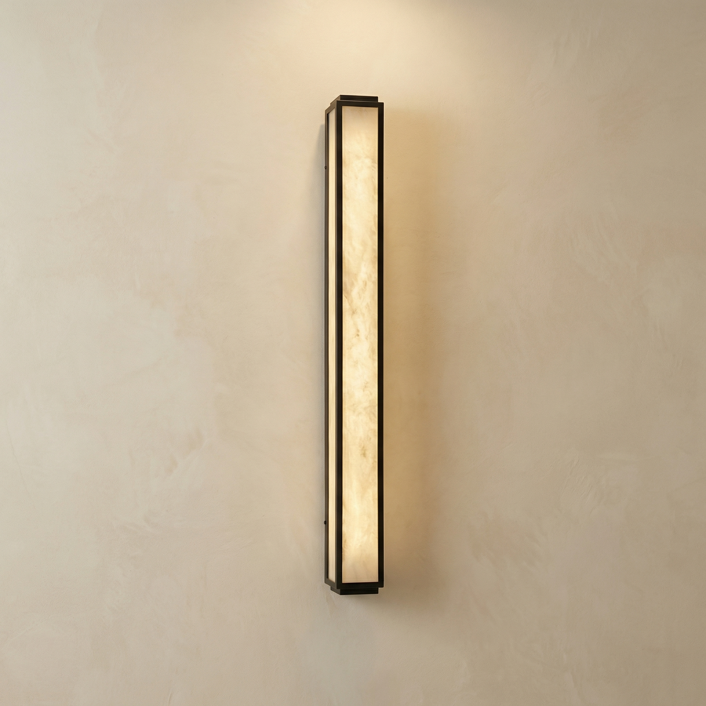 Yiosi Lantern Box Slim Column Alabaster Wall Sconce - Image 1