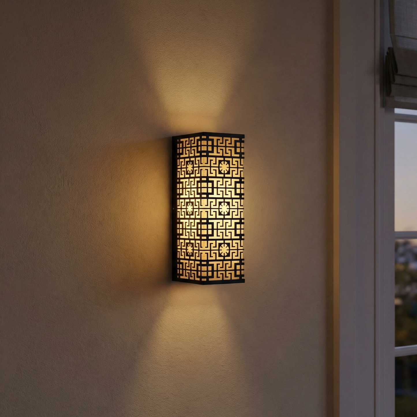 Yiosi Lantern Box Chinoiserie Lattice Alabaster Wall Sconce - Image 2