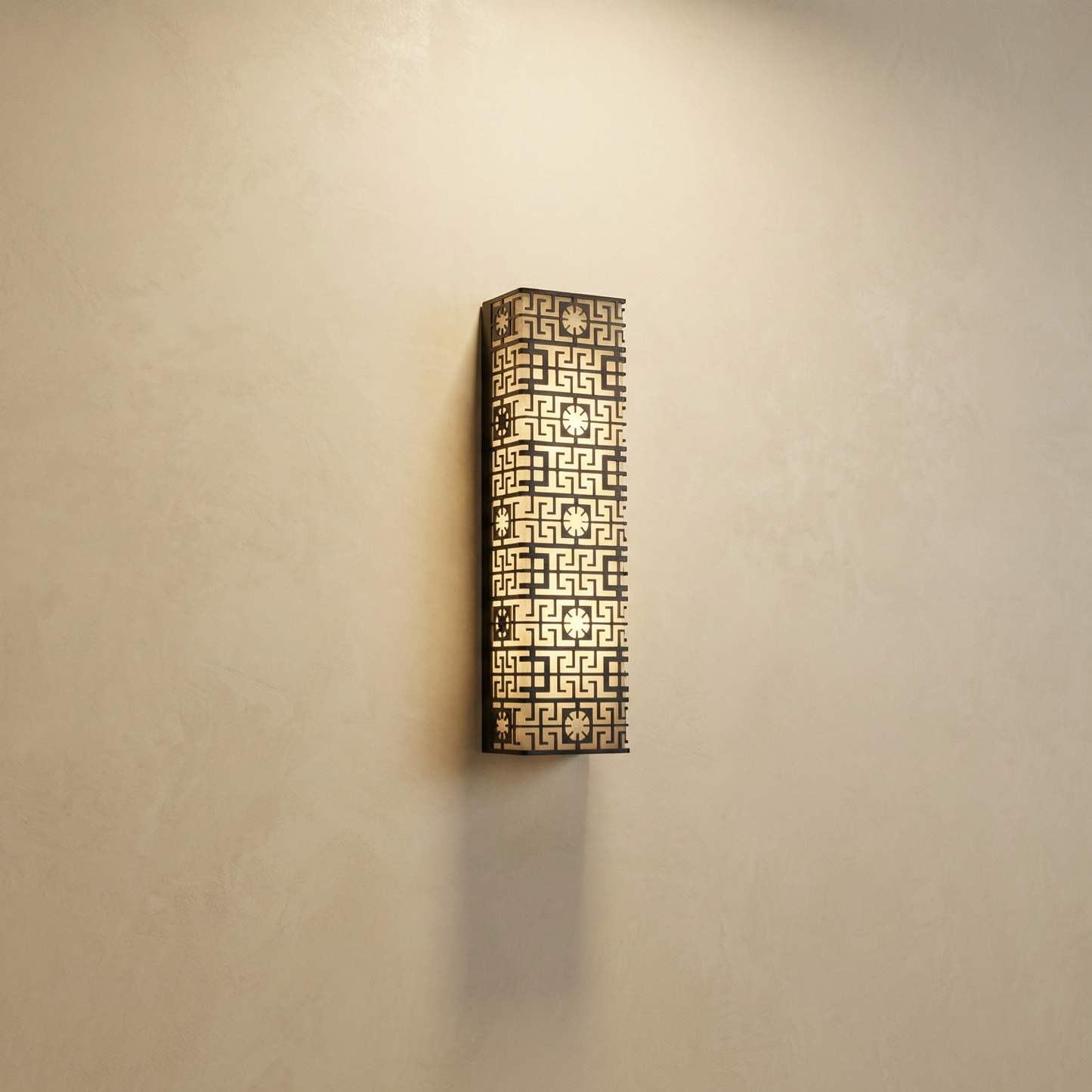 Yiosi Lantern Box Chinoiserie Lattice Alabaster Wall Sconce - Image 1