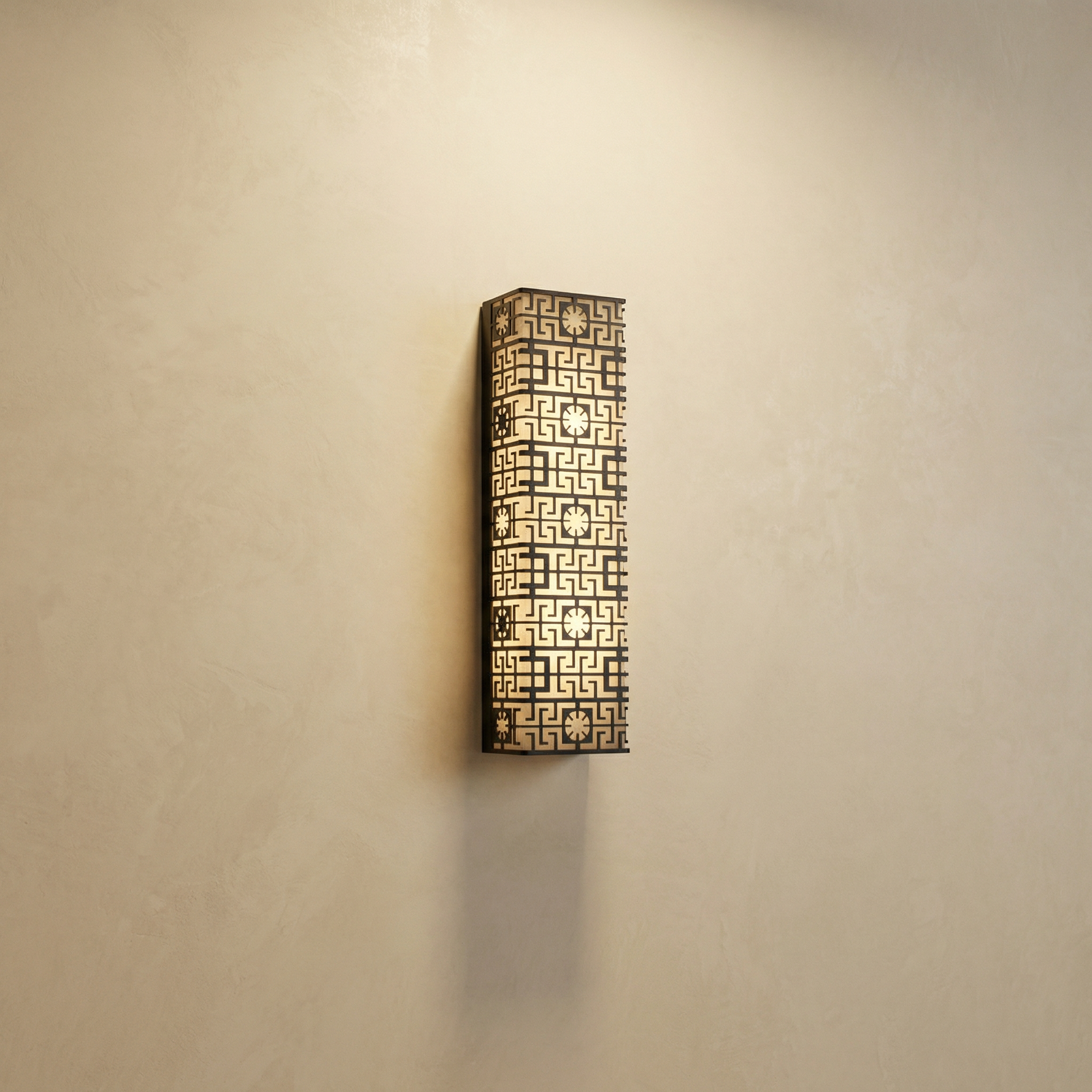 Yiosi Lantern Box Chinoiserie Lattice Alabaster Wall Sconce - Image 1