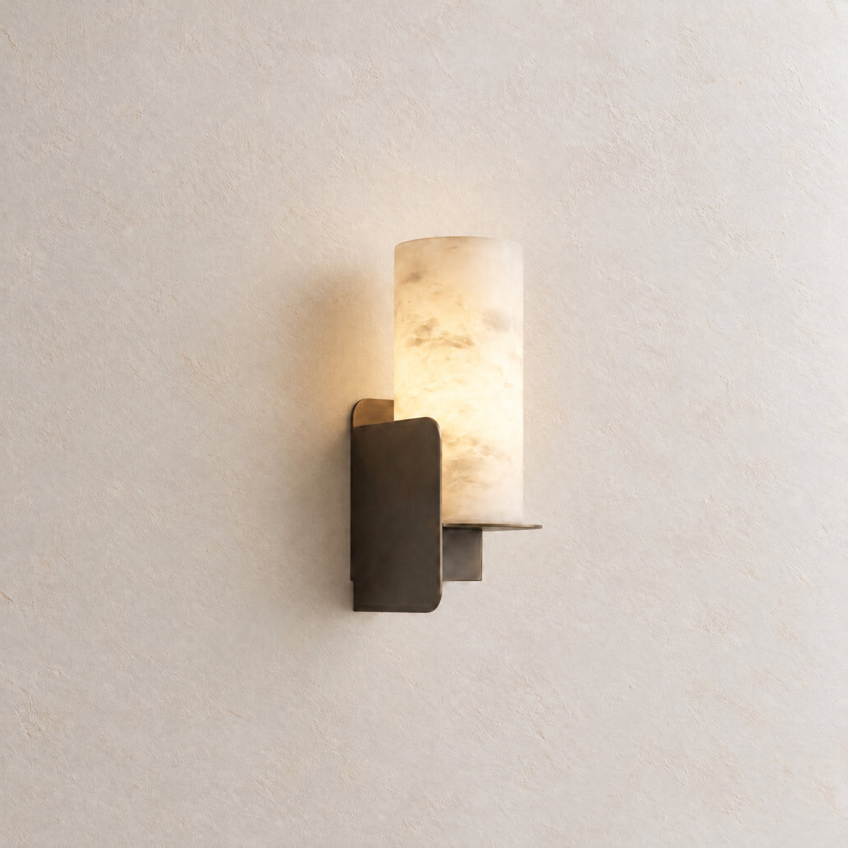 Cylinder Wrap Alabaster Bronze Blade Wall Sconce