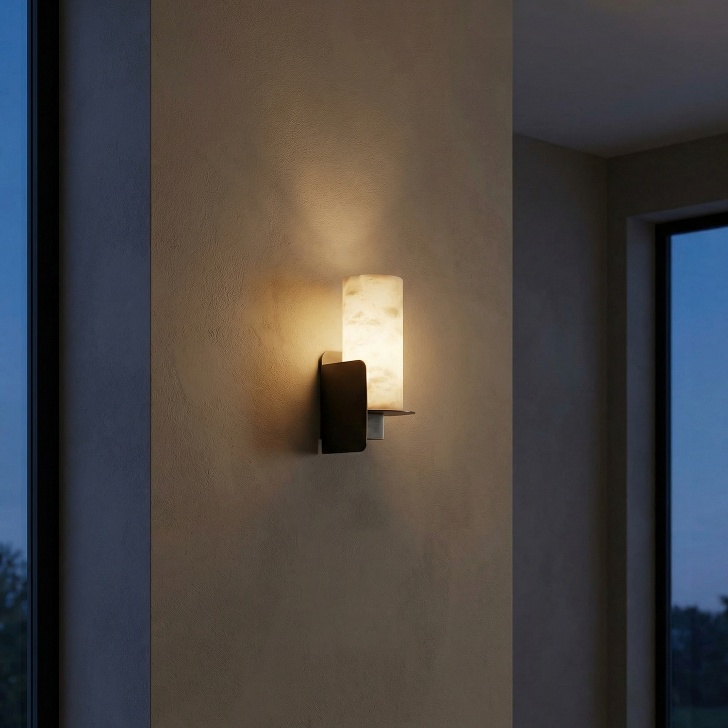 Yiosi Cylinder Wrap Alabaster Bronze Blade Wall Sconce - Image 2