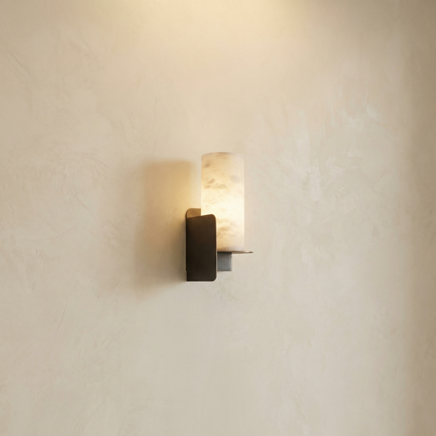 Yiosi Cylinder Wrap Alabaster Bronze Blade Wall Sconce - Image 1