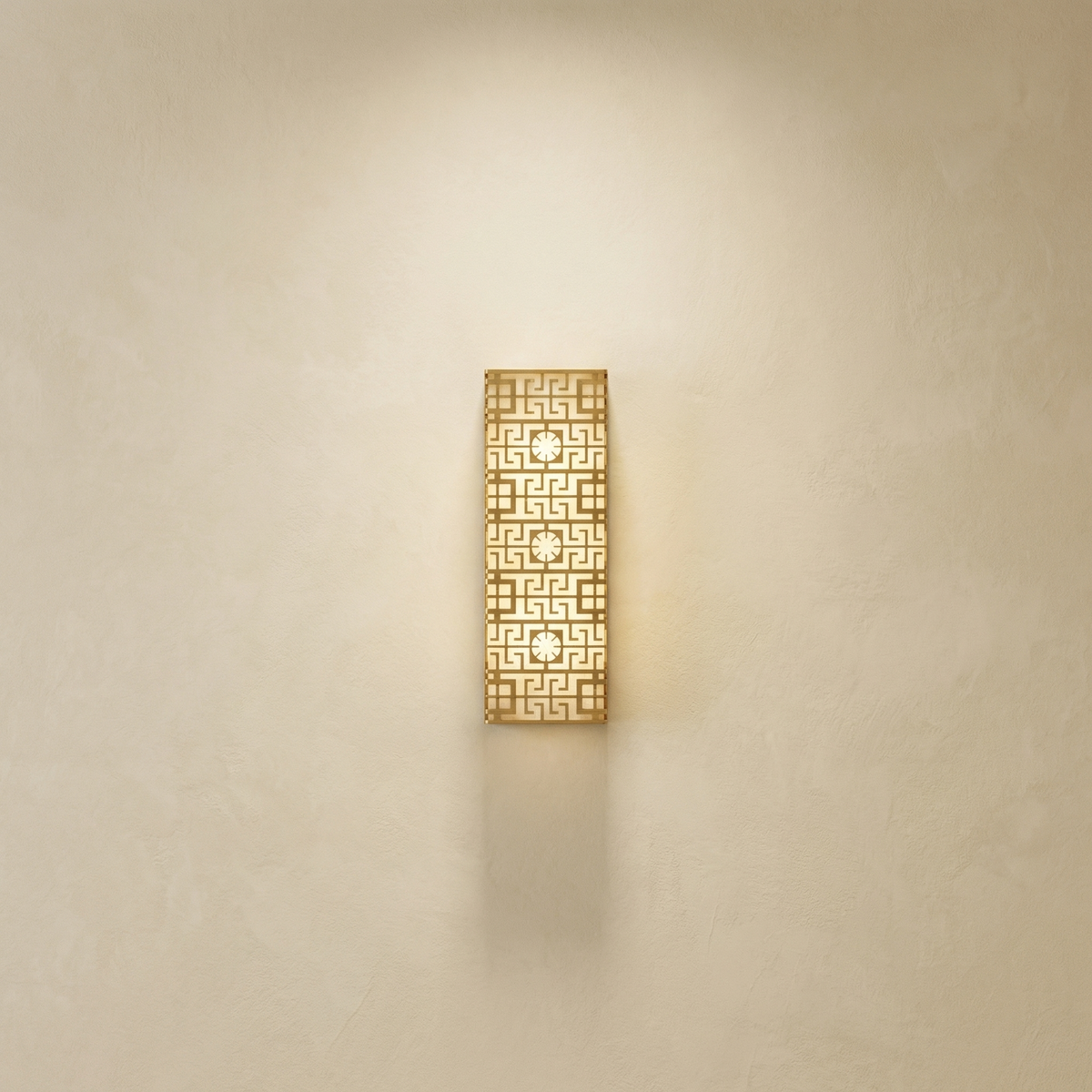 Yiosi Framed Slab Lattice Pattern Alabaster Wall Sconce - Image 1