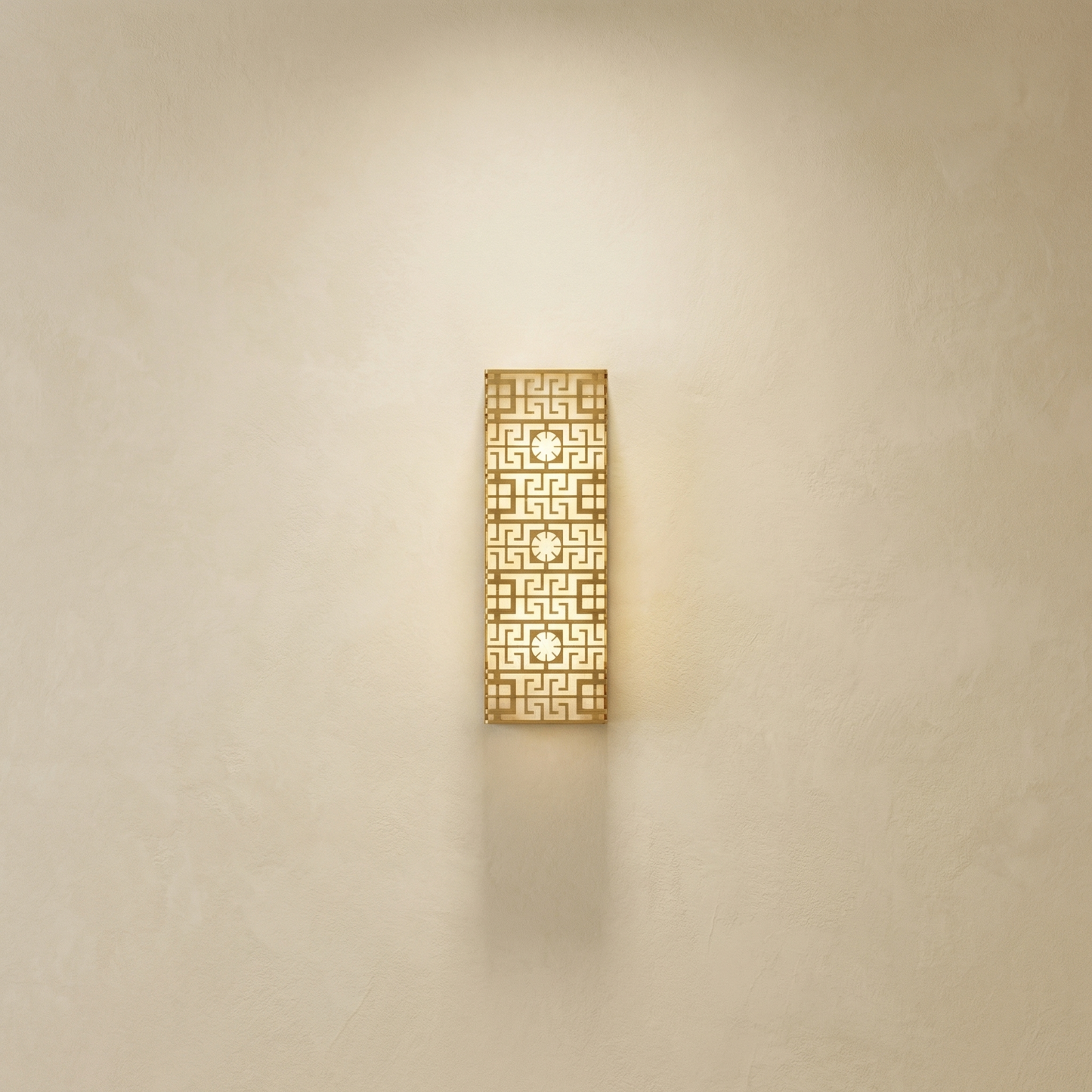 Yiosi Framed Slab Lattice Pattern Alabaster Wall Sconce - Image 1