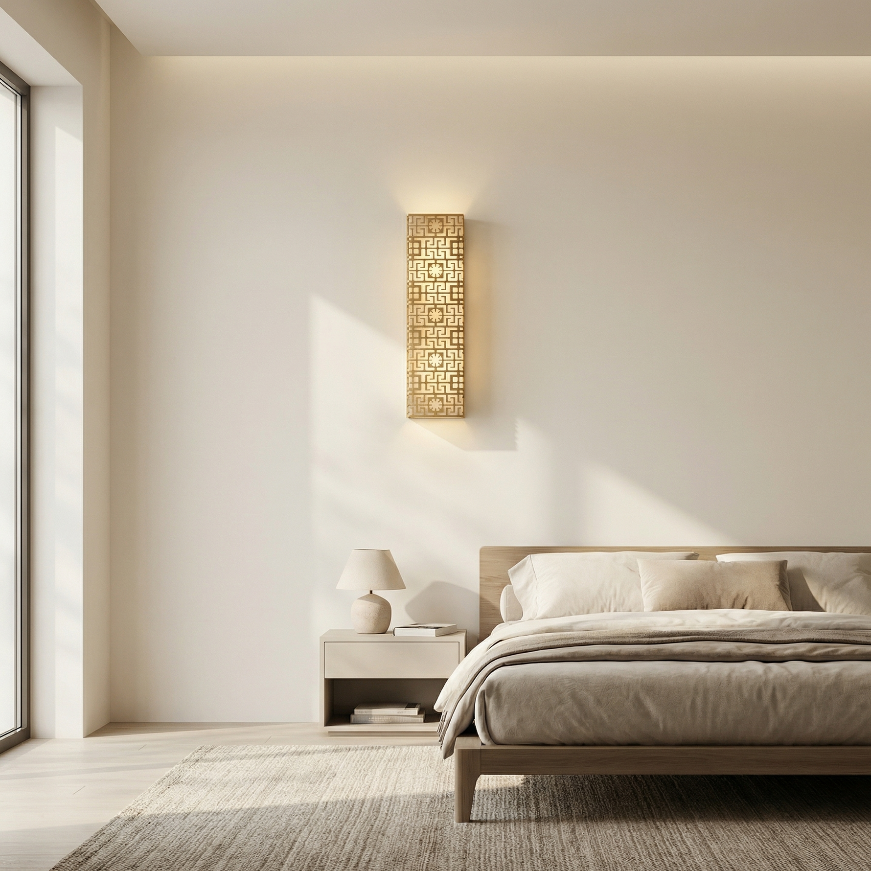 Yiosi Framed Slab Lattice Pattern Alabaster Wall Sconce - Image 4
