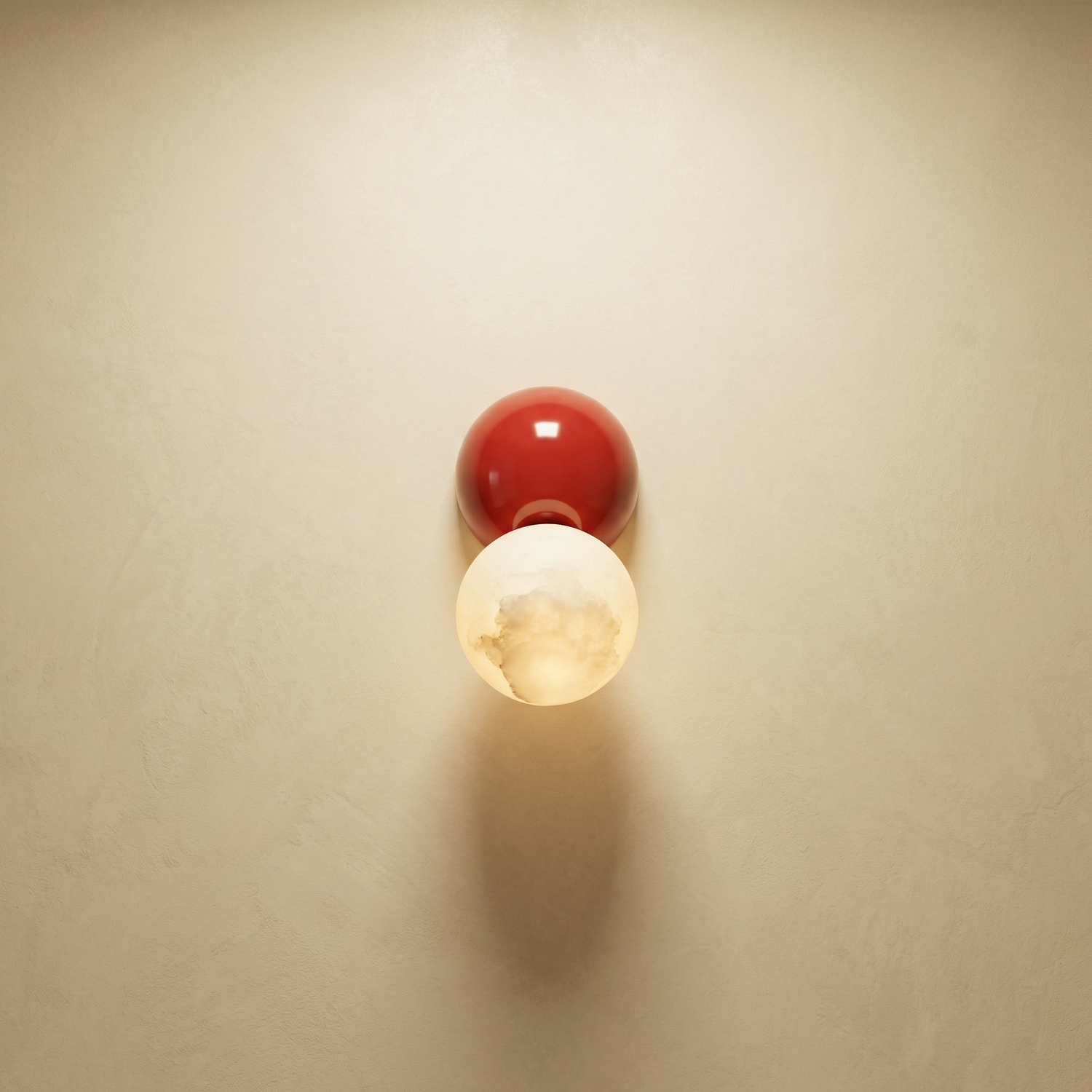 Yiosi Duo Sphere Crimson Eclipse Alabaster Wall Sconce - Image 1