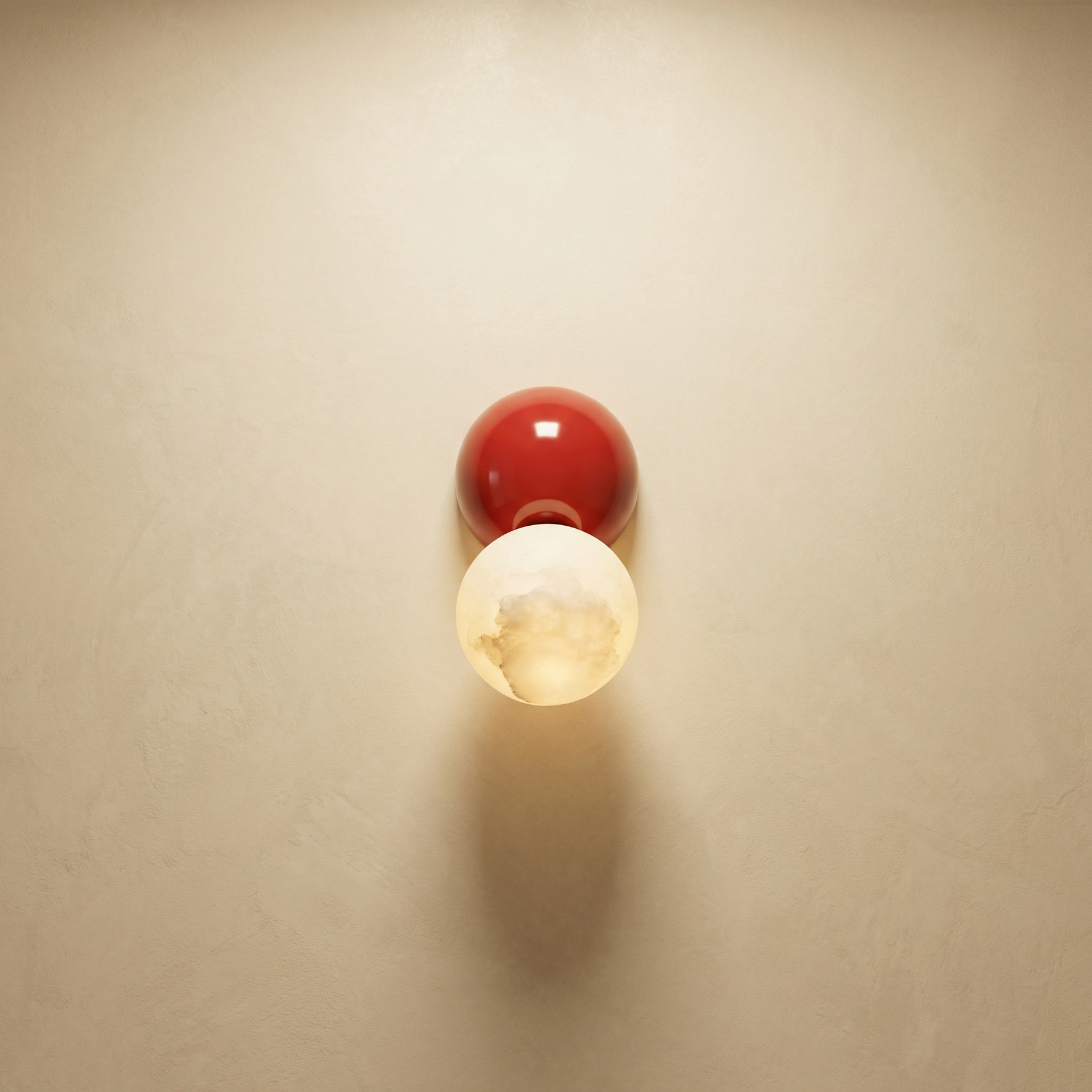 Yiosi Duo Sphere Crimson Eclipse Alabaster Wall Sconce - Image 1