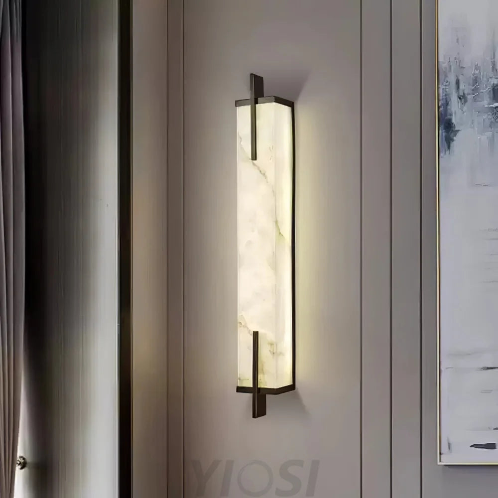 Calliope Wall Sconce Brass & Alabaster LED Light