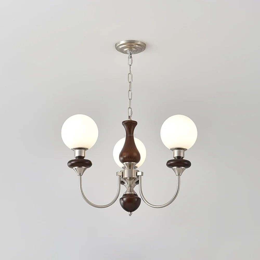 Walnut Brass Chandelier with 3/6/8 lamps - Bend, Marshmallow Chandelier-1-Yiosilamp