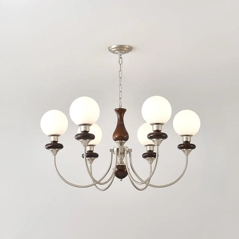 Walnut Brass Chandelier with 3/6/8 lamps - Bend, Marshmallow Chandelier-1-Yiosilamp