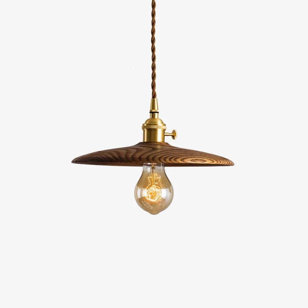 Walnut Conical Pendant - Brass & Walnut, Wood-1-Yiosilamp