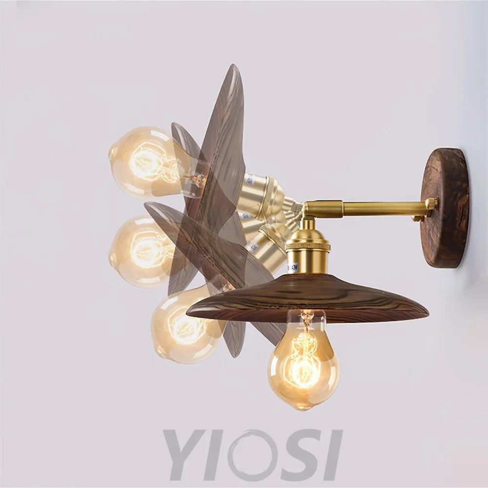 Walnut Flared Wall Sconce - Wood-1-Yiosilamp