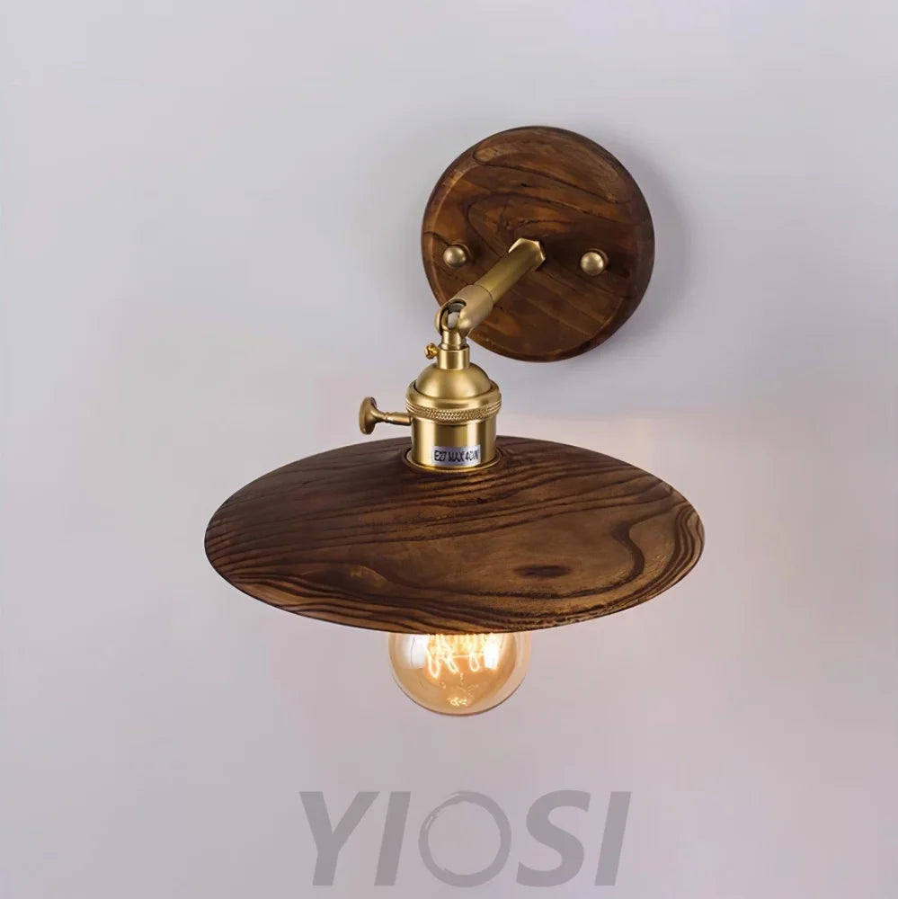 Walnut Flared Wall Sconce - Wood-1-Yiosilamp