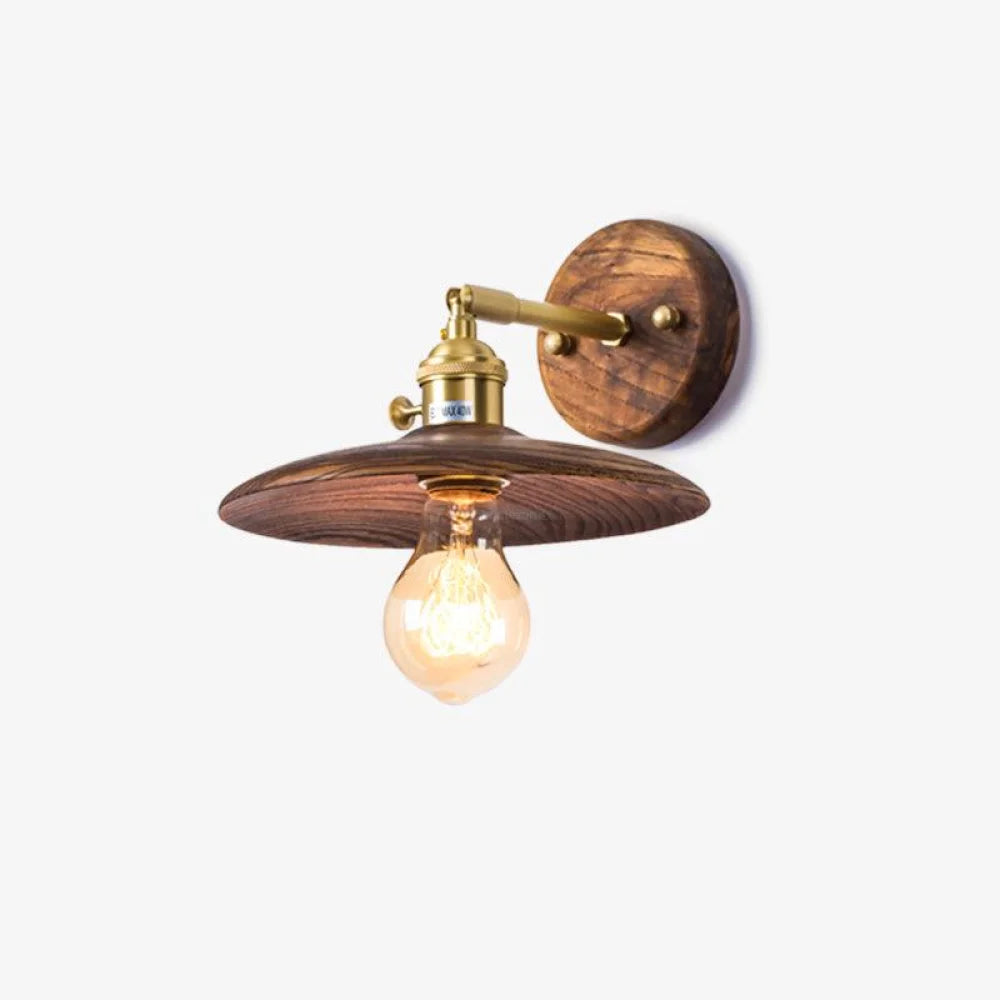 Walnut Flared Wall Sconce - Wood-1-Yiosilamp