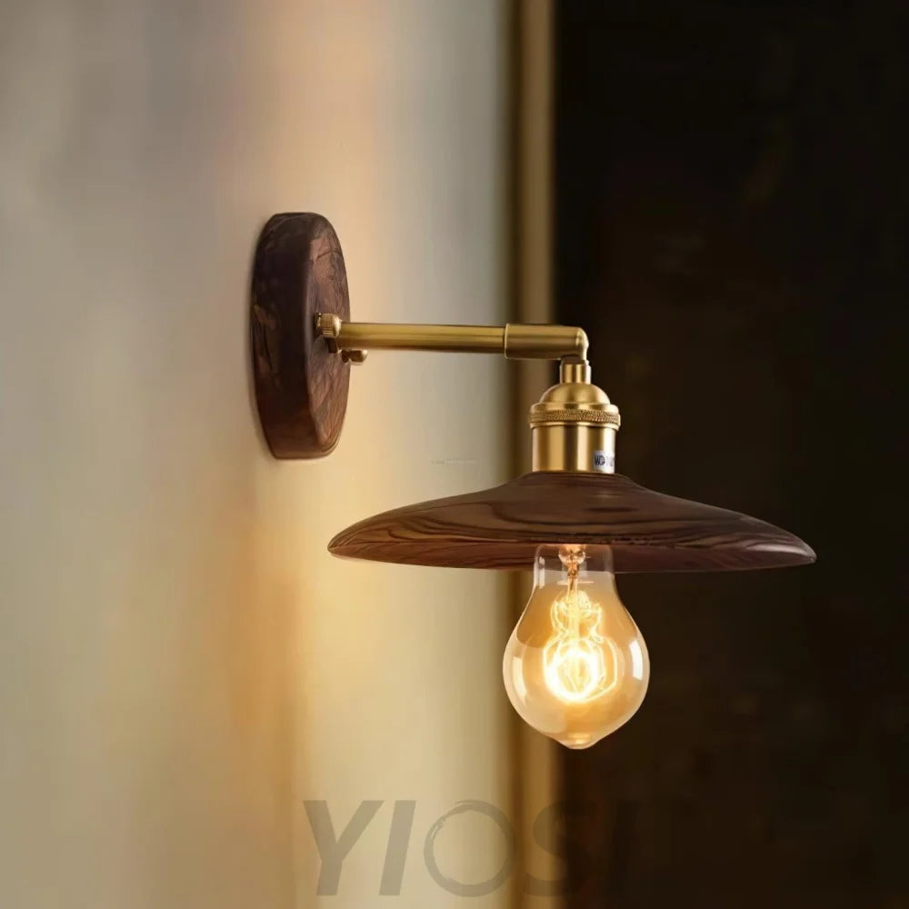 Walnut Flared Wall Sconce - Wood-1-Yiosilamp