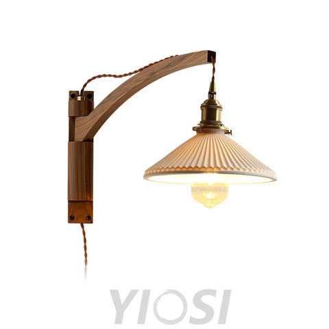 Walnut Swing Arm Wall Sconce - Swing Arm Sconce, Wood-1-Yiosilamp