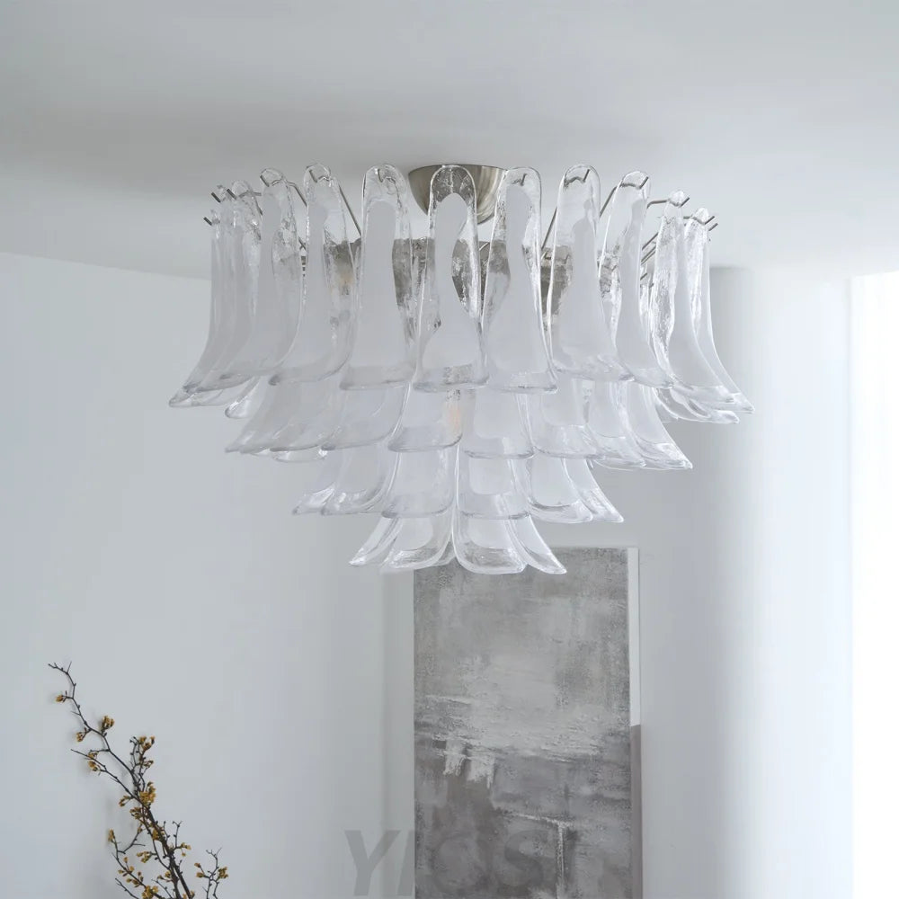 Wave Murano Glass Ceiling Lamp with Nickel Finish Artful Lighting