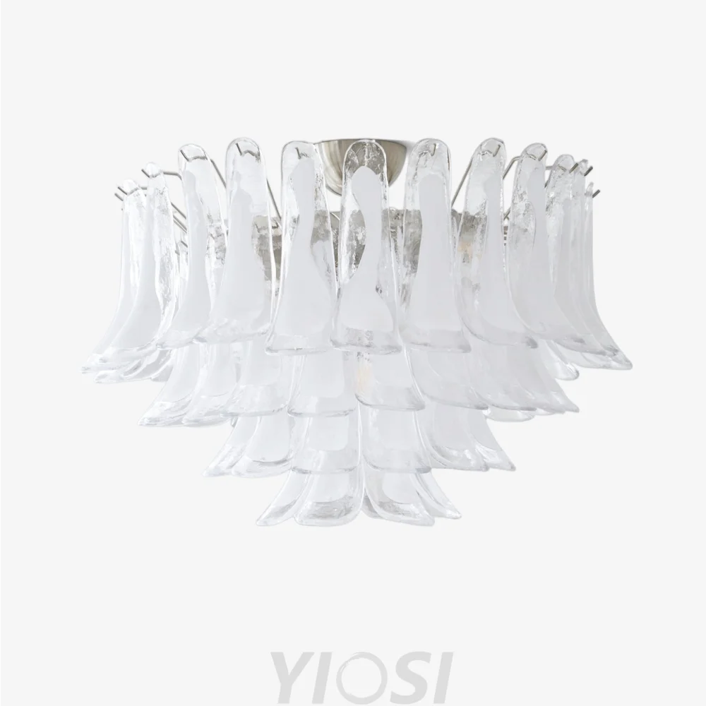 Wave Murano Glass Ceiling Lamp with Nickel Finish Artful Lighting