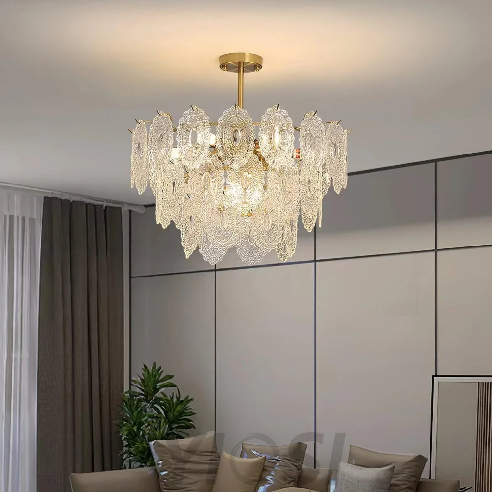 Wave Glass Style Chandelier - Cylinder-1-Yiosilamp