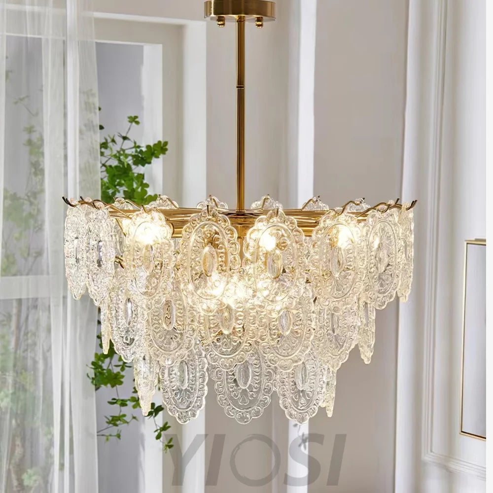 Wave Glass Style Chandelier - Cylinder-1-Yiosilamp