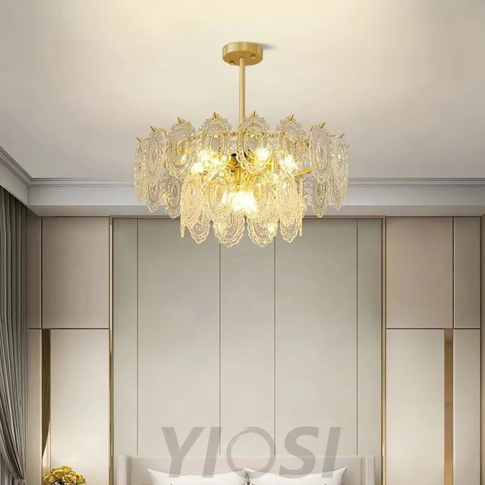 Wave Glass Style Chandelier - Cylinder-1-Yiosilamp