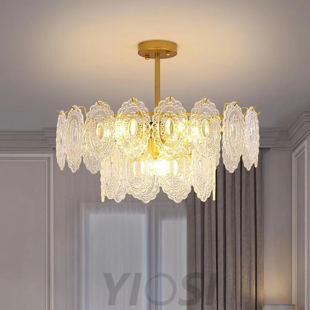 Wave Glass Style Chandelier - Cylinder-1-Yiosilamp