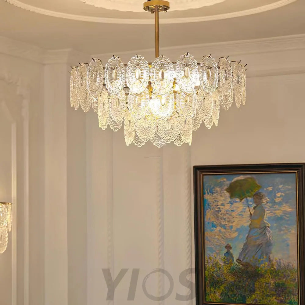 Wave Glass Style Chandelier - Cylinder-1-Yiosilamp