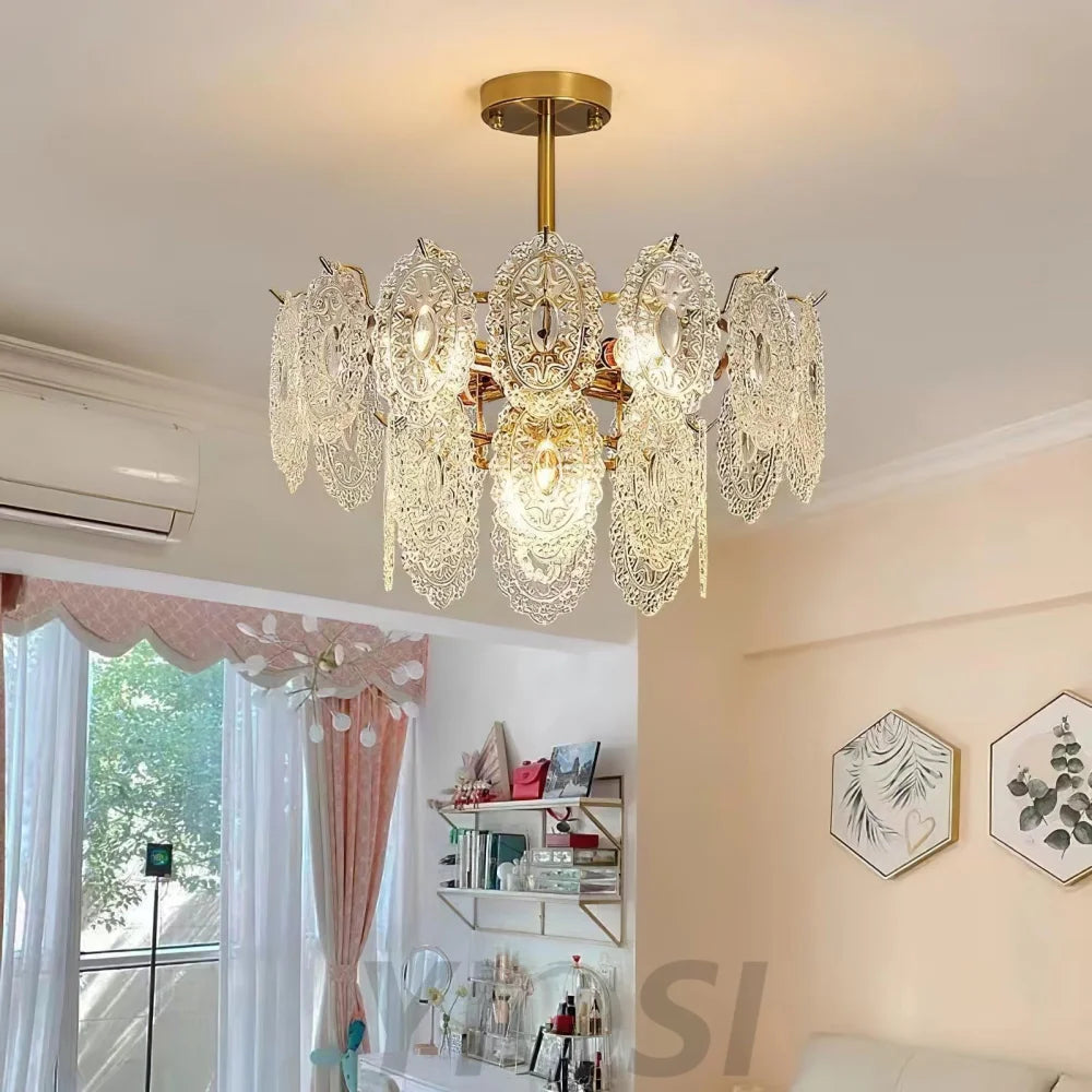 Wave Glass Style Chandelier - Cylinder-1-Yiosilamp