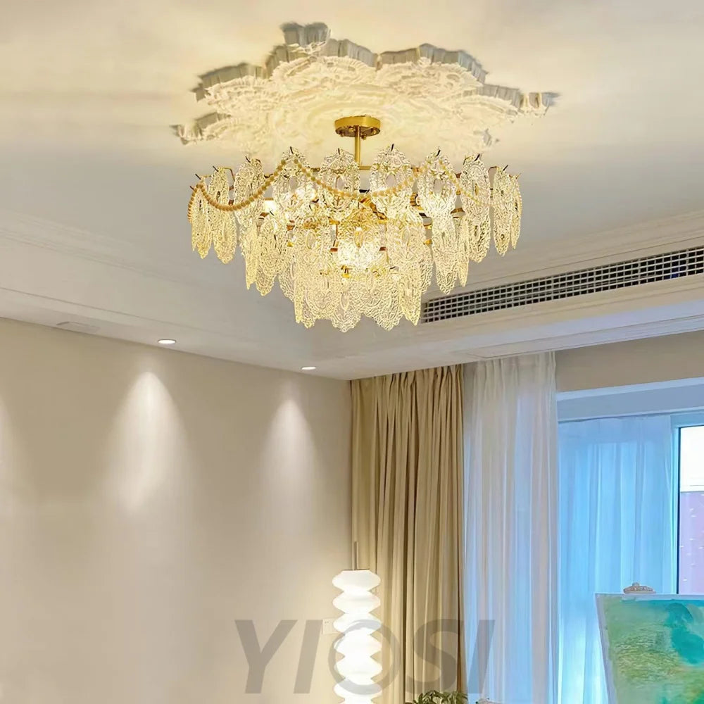 Wave Glass Style Chandelier - Cylinder-1-Yiosilamp