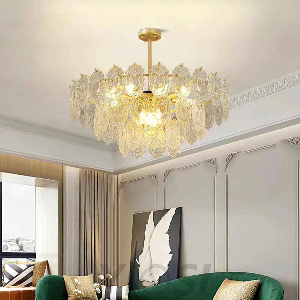 Wave Glass Style Chandelier - Cylinder-1-Yiosilamp