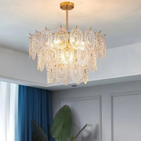 Wave Glass Style Chandelier - Cylinder-1-Yiosilamp