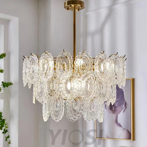 Wave Glass Style Chandelier - Cylinder-1-Yiosilamp