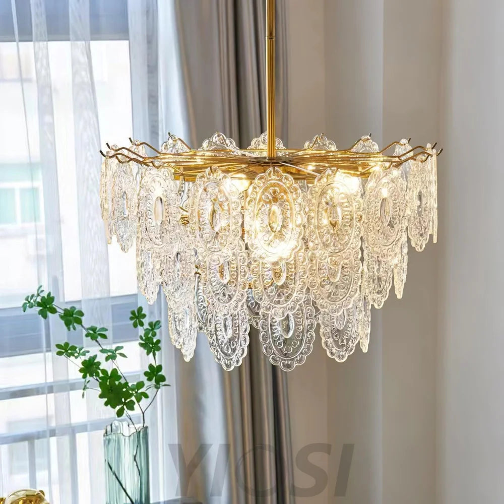 Wave Glass Style Chandelier - Cylinder-1-Yiosilamp