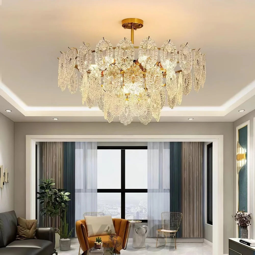 Wave Glass Style Chandelier - Cylinder-1-Yiosilamp