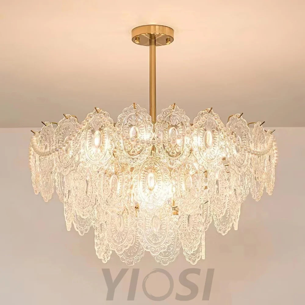 Wave Pearl Style Chandelier - Cylinder-1-Yiosilamp