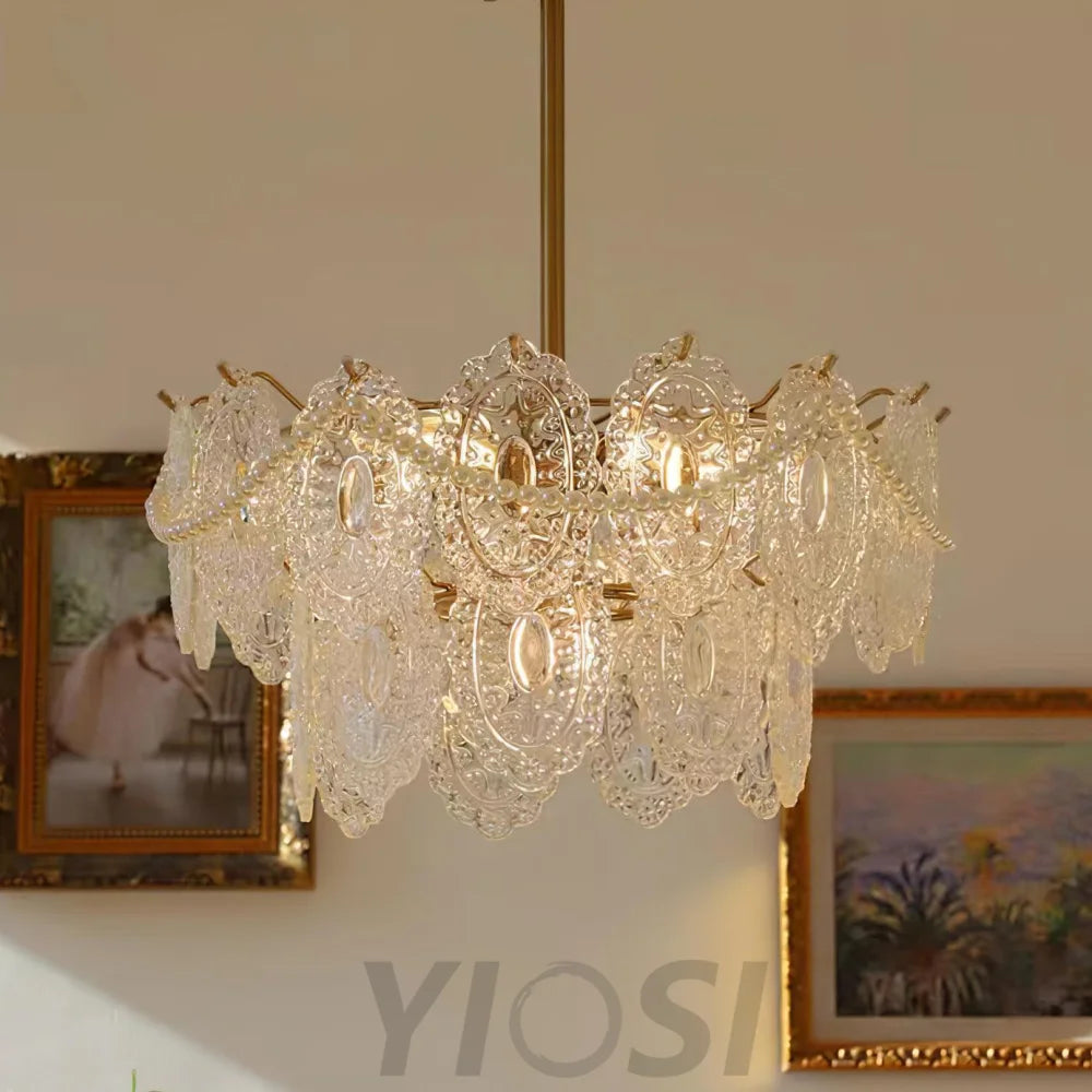 Wave Pearl Style Chandelier - Cylinder-1-Yiosilamp